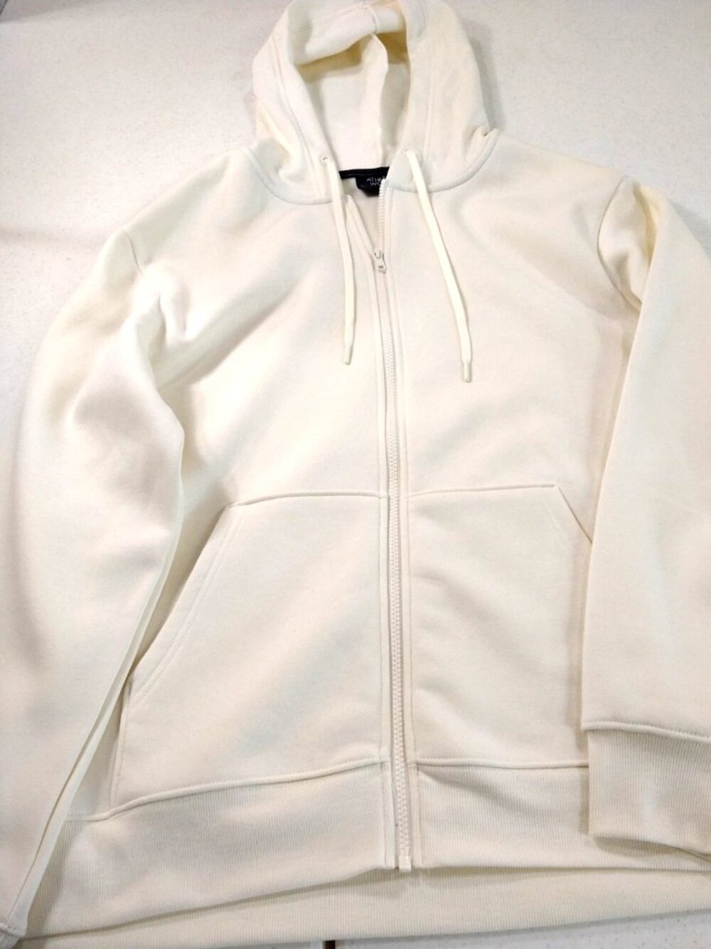 Athletic Works White Hoddies For Men With Center Zipper Two Pockets